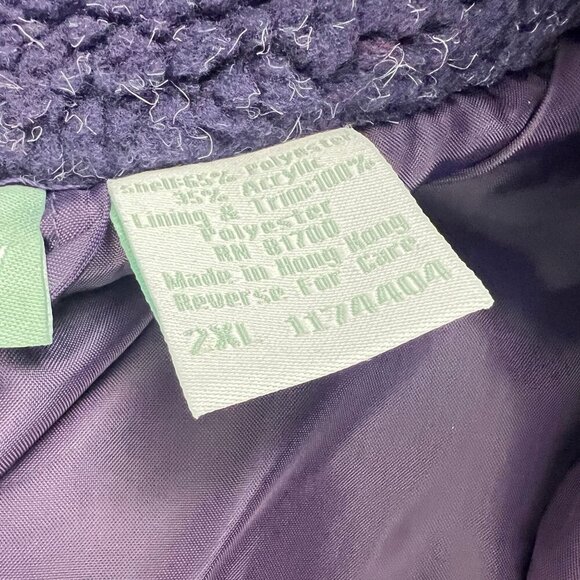 Womens Purple Sherpa Fleece Coat 220 Hickory 2XL Full Zip Polyester Cozy Warm - Picture 3 of 6